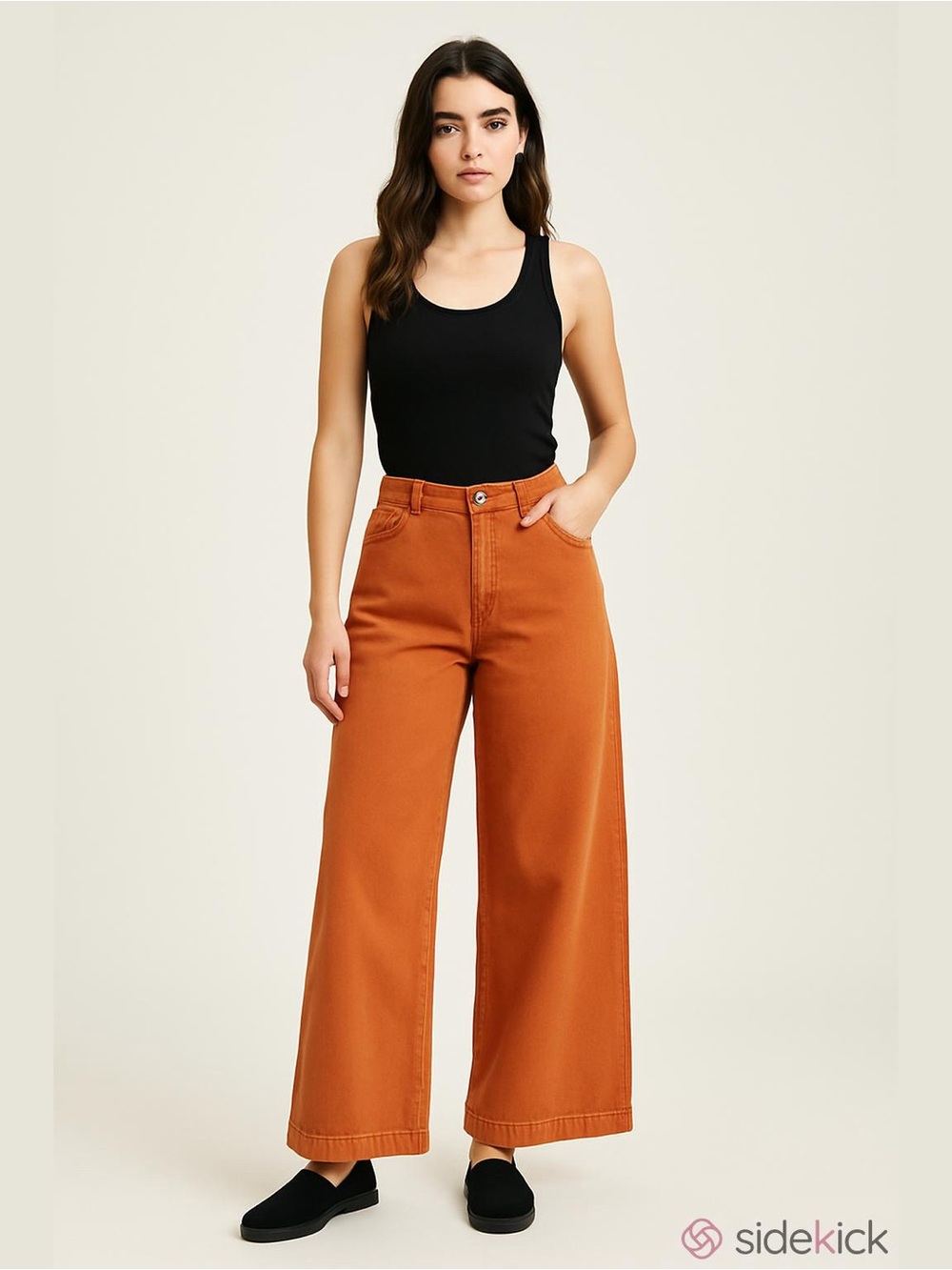 We The Free Wide Leg Pants in Rust Orange